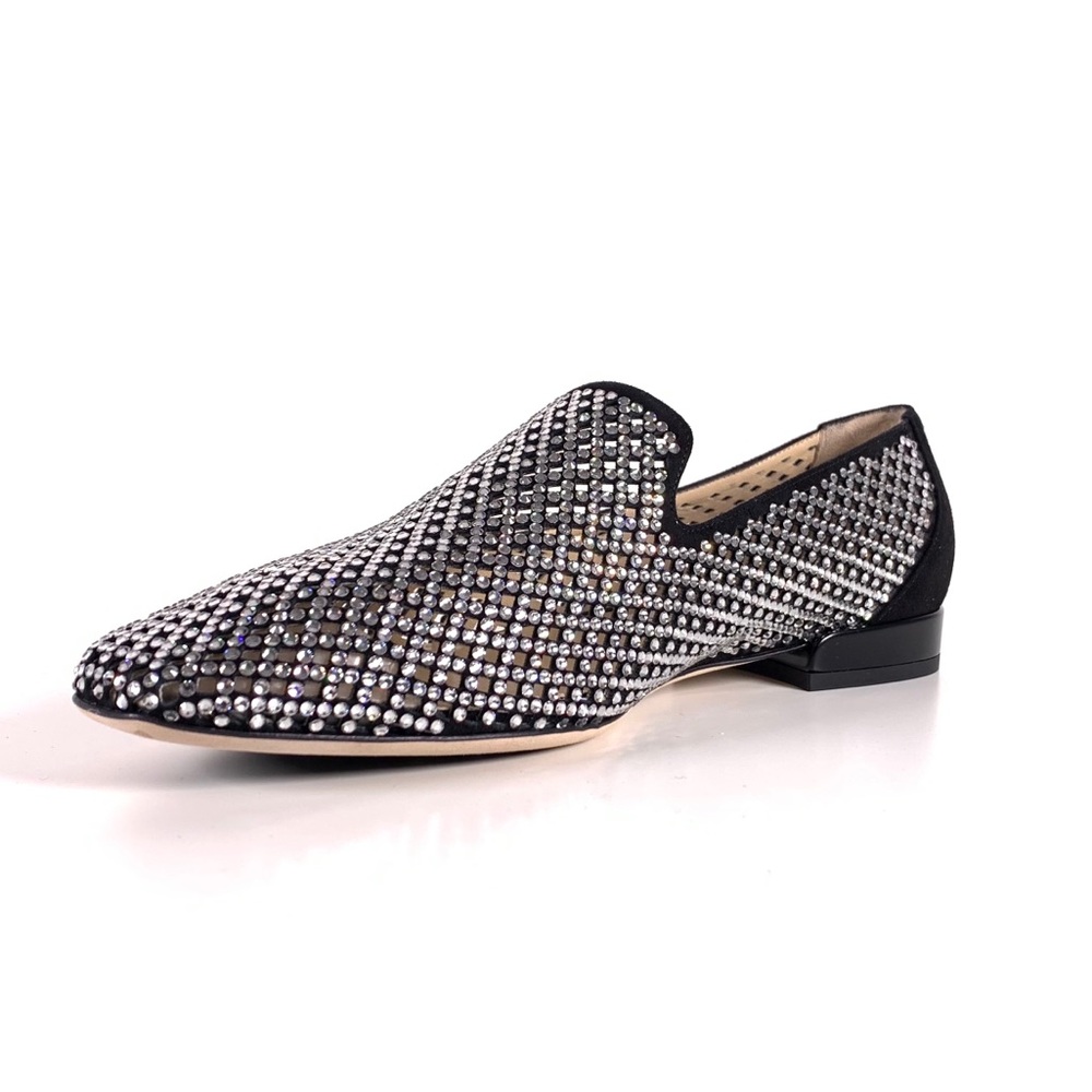 Jimmy Choo Jaida Black Loafers Crystal Rhinestones